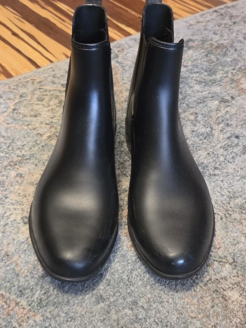 A New Day Black Matte Chelsea Ankle Rain Boots Size 9